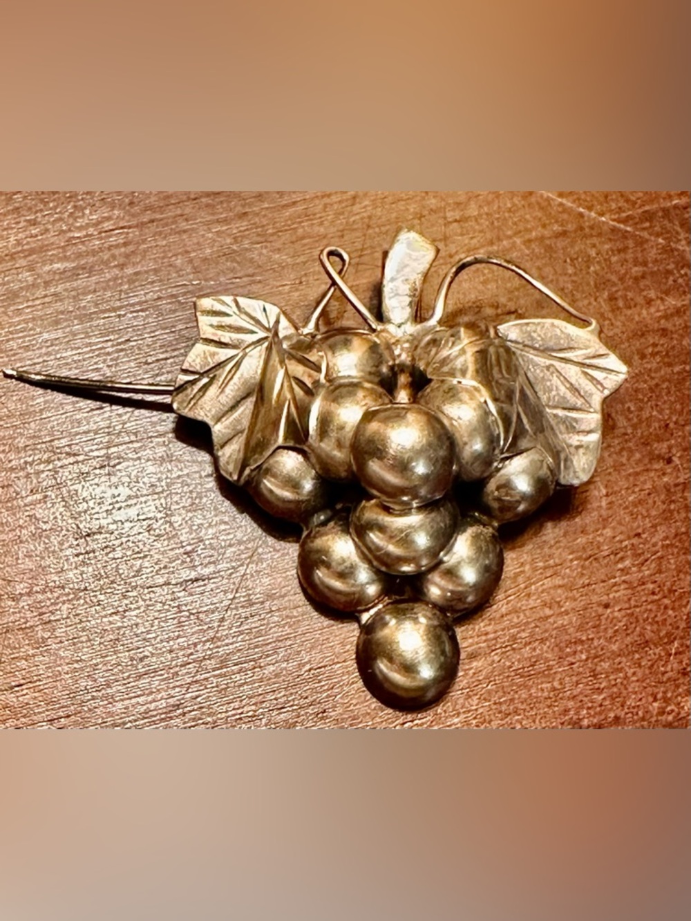 Vintage Grapevine Sterling Grape Vine Pendant or Brooch Pin